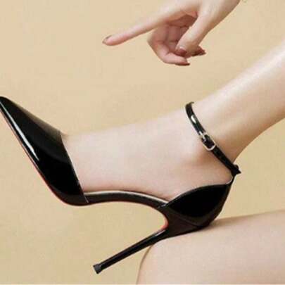 Sandali da donna con tacco alto, stiletto, stiletto, con cinturino singolo, punta bassa, stiletto, stiletto, eleganti, per feste e tempo libero, estat