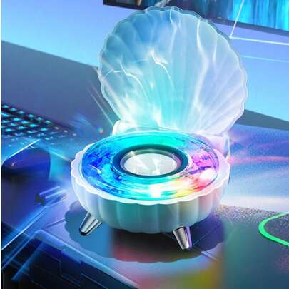 Altoparlante bluetooth mini per camera da letto a forma di conchiglia con luci colorate
