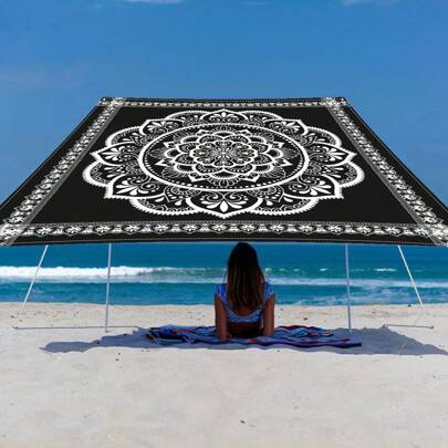 1 Pezzo di "Mandala classico bianco e nero, Mandala colorato, Motivo colorato ed esotico, Mandala colorato e intricato, Portatile e facile da installa