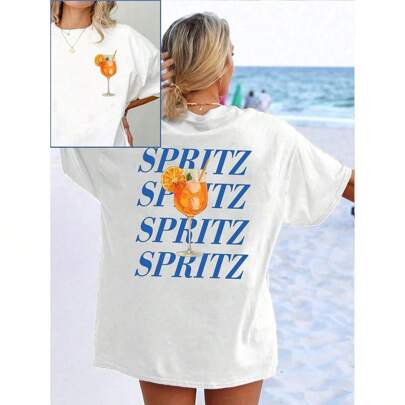 Maglietta oversize da donna con stampa slogan Aperol Spritz