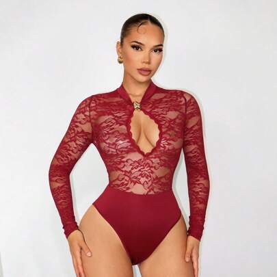 Body in pizzo e rete trasparente sexy