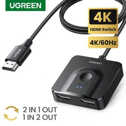 Commutatore Compatibile HD MI UGREEN a 2 porte, Splitter 4K 60Hz per Switch, PS4/5, Monitor, TV Box, con cavo da 1m