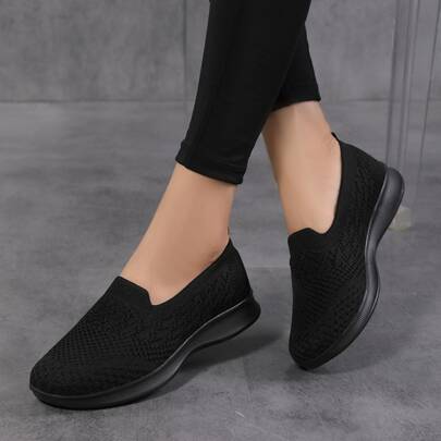 Donne Sneakers slip-on con dettagli in maglia minimalista, sneakers morbide e comode