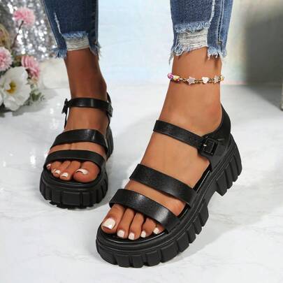 Sandali con zeppa versatile, eleganti e casual d"estate donna per la spiaggia con tacco alto e plateau spesso