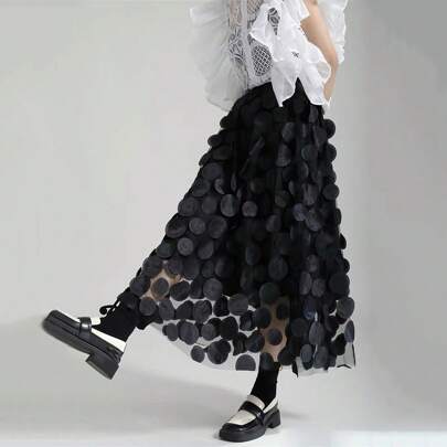A La Mode Jupe Taille Haute Avec Motif À Pois En 3d