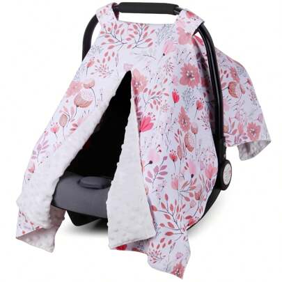 Copertina per seggiolino auto per bebè, copertina per seggiolino auto in Minky con apertura Peekaboo per mamma che allatta, coperta in Minky per neona