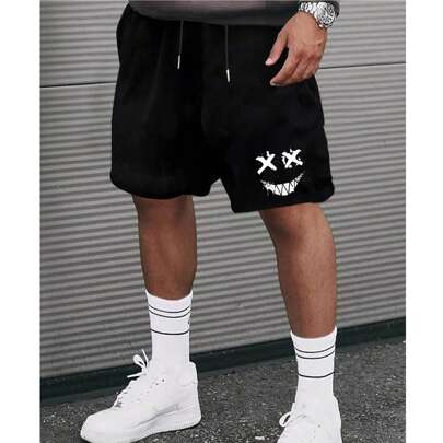 Pantaloncini casual da uomo taglie forti 1XL-6XL, comodi pantaloni estivi, pantaloni alla moda con stampe e coulisse, lunghezza ginocchio