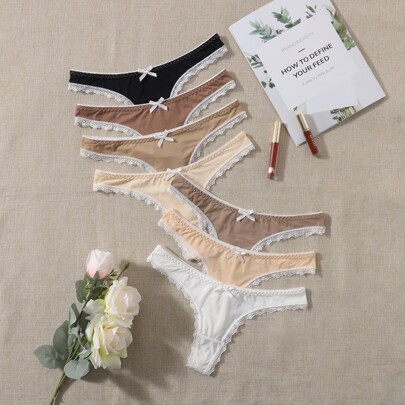 7 Confezioni Di Completi Di Biancheria Intima Sexy Con Pizzo A Contrasto
