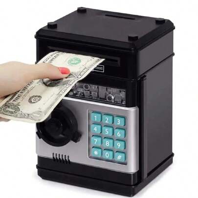 Cassa Elettronica Nera Per Monete Atm Saving Bank, Deposito Di Monete E Contante, Regalo Da Banca