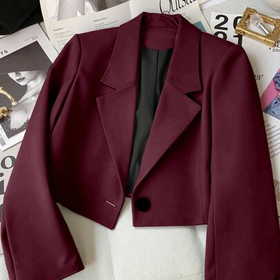 Blazer da donna, giacca corta, per abbigliamento casual/da ufficio, abbigliamento da donna, top da donna