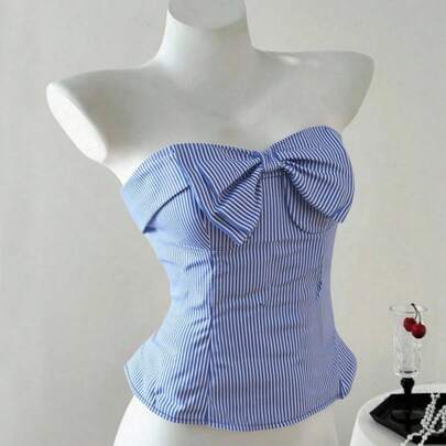 Top a tubo plissettato, crop top, aderente e sexy per le donne