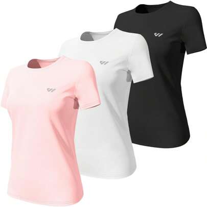 Wulibike Tee Shirt Femme 3 ou 5,Respirant Tenue de Sport,Séchage Rapide T-shirt e top de Sport,Anti-UV, Confortevole e Ajusté