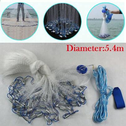 Futchoy Professional Cast Net Mesh 5,4 m Esca Carpa Trota Luccio Rete da pesca 18 piedi