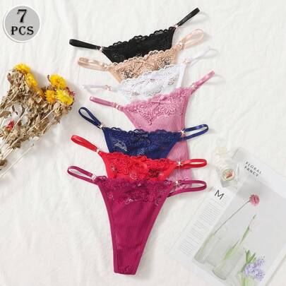 7 set di perizomi a costine, lingerie sexy