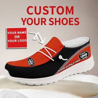 1 Coppia di Personalizzati Loafer Scarpe da Baseball di Cincinnati, Scarpe Loafer con Nome Personalizzato, Loafer con Suola Spessa in E-TPU Personaliz
