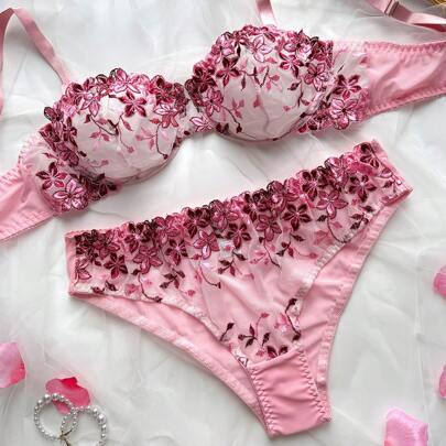 2 Pezzi set di biancheria intima ricamata per donne taglie forti