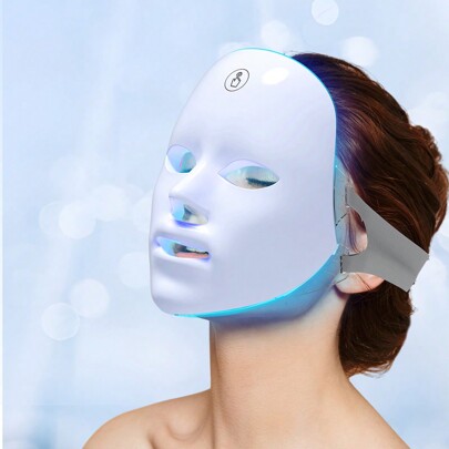Maschera per il viso a LED, maschera per il viso a LED a 7 colori, maschera per il viso a LED senza fili, strumento di cura della pelle, maschera di b