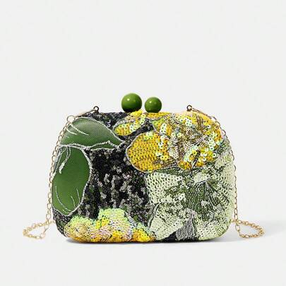 Clutch in paillettes gialle, borsa da sposa elegante, perfetta per feste, matrimoni, balli, cene di gala, da abbinare ad abiti da sposa, vestiti da ce