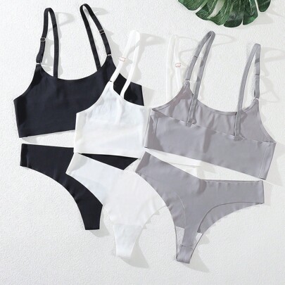 Set di 6 pezzi di biancheria intima femminile senza cuciture, reggiseno e mutandine
