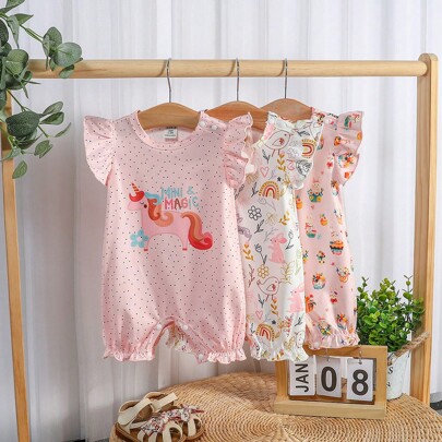 Set di 3 Pigiama per neonata con stile carino e dolce con stampa arcobaleno, coniglio e unicorno, completi per le migliori amiche, abbigliamento estiv