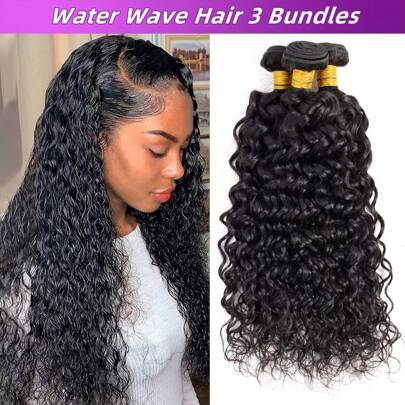 12A Ciocche di capelli umani brasiliani vergini, onda dell'acqua, non trattati, 14", 16", 18", tessitura a ciocche di capelli umani umidi e ondulati,