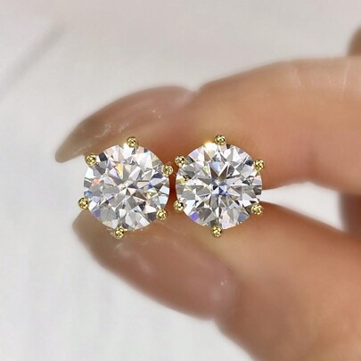 1 Paio di Orecchini Classici a 6 Artigli con Diamanti Moissanite da 2 Carati, in Argento Sterling 925, Orecchini a Perno da Matrimonio e Fidanzamento,