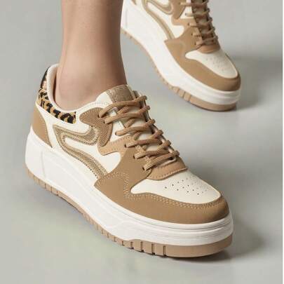 Sneaker chunky con stampa animale, stile Y2K, comfort casual