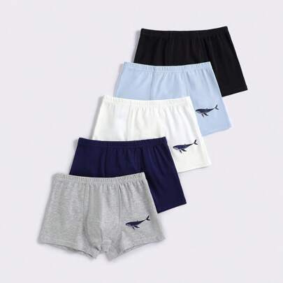 5 Confezioni di Boxer Intimi Aderenti Monocolore per Ragazzi, Pantaloncini Intimi per Bambini, Biancheria Intima in Cotone per Bambini, Boxer Intimi p