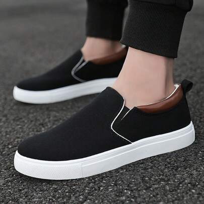 (Misure piccole) Scarpe da uomo in tela nera, sneaker casual alla moda per studenti