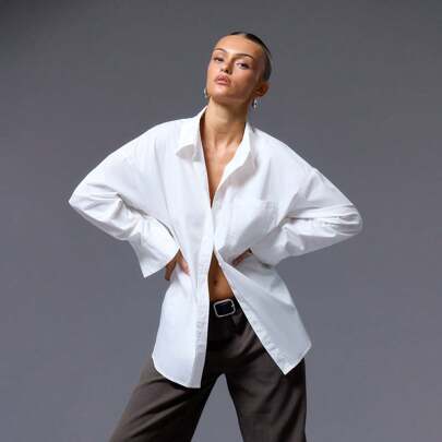 Camicia oversize con bottoni, collezione "Old Money", primavera vacanze