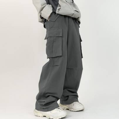 Pantaloni cargo ampi da uomo con tasche laterali con pattina, pantaloni cargo ampi, pantaloni cargo oversize, pantaloni della tuta cargo da uomo