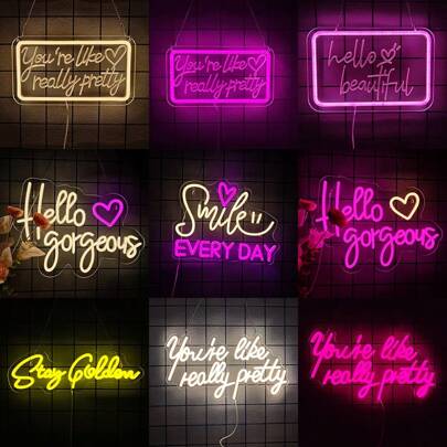 Insegne al neon "Hello Gorgeous", luci al neon "Hello Beautiful/Stay Golden", cartello luminoso LED "You're Like Really Pretty" per casa, matrimonio,