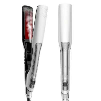 Piastra professionale per capelli a vapore in titanio e ceramica, ferro da stiro a vapore forte per capelli, strumento per styling professionale a vap