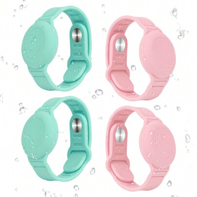 WALLFID 4 braccialetti AirTag impermeabili, compatibili con Apple AirTag, braccialetti AirTag morbidi e regolabili, cinturino AirTag per tutti (prodot