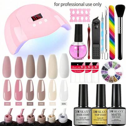 Kit Unghie Kit Unghie Acrilico Kit Lampada Unghie A Led Uv Con Kit Smalti In Gel Per Unghie, Kit Attrezzi Immersione Smalto Nail Art, Kit Pennello Per