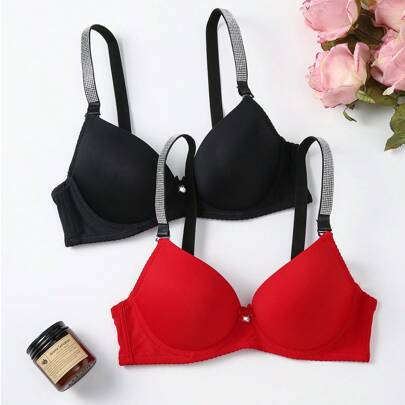 2 pezzi/Set di biancheria intima femminile, reggiseno e mutandine