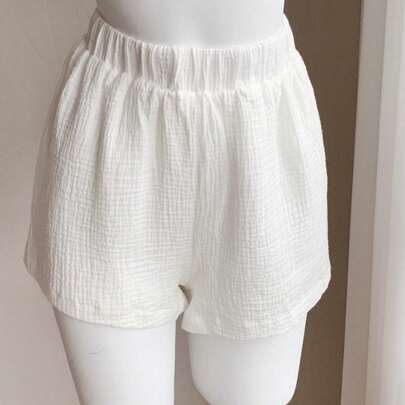 Shorts bianchi con vita elastica, shorts alla cavallerizza bianchi per ragazze