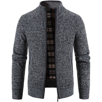 Uomo Cardigan in maglia variegata termico con zip