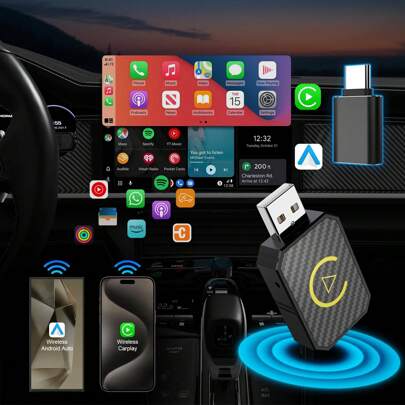 Mini adattatore wireless per Android Auto e adattatore wireless per Carplay, dongle wireless 2 in 1 per Carplay cablato OEM per auto Android Auto, ada