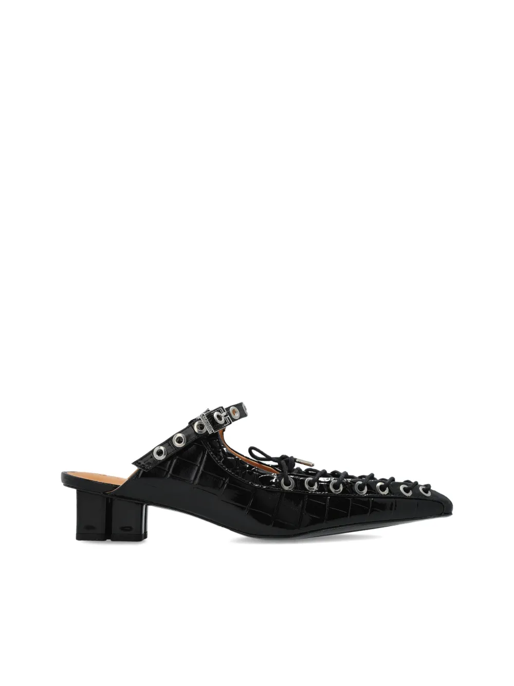 GANNI 50mm buckle-fastening lace-up mules - Nero