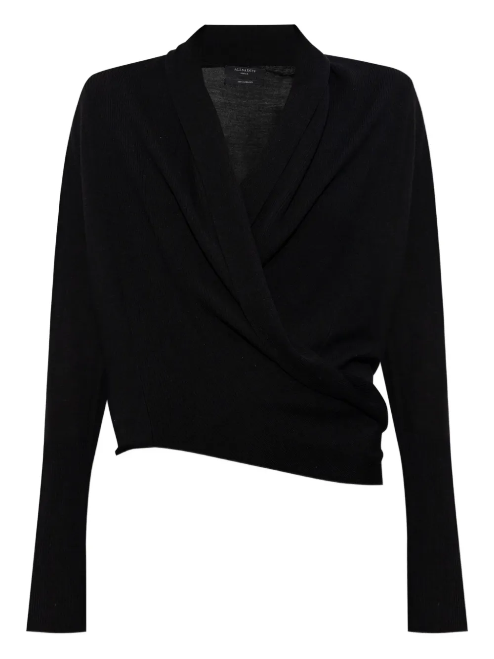 AllSaints Wasson ribbed wrap cardigan - Nero