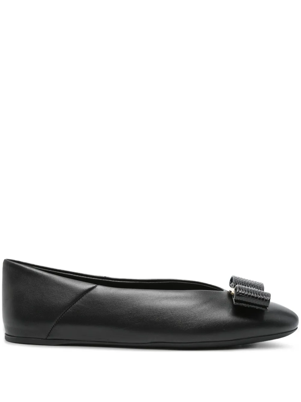 Ferragamo leather ballet flats - Nero