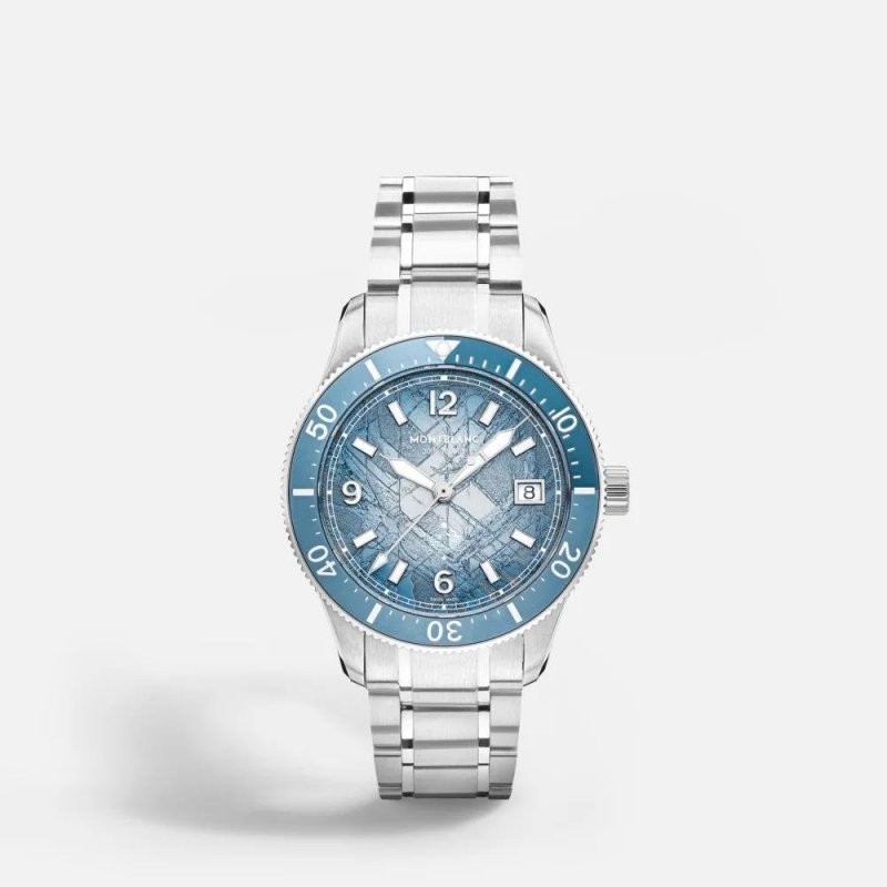 Orologio Automatico Montblanc Iced Sea 0 Oxygen 38Mm Acciaio Blu