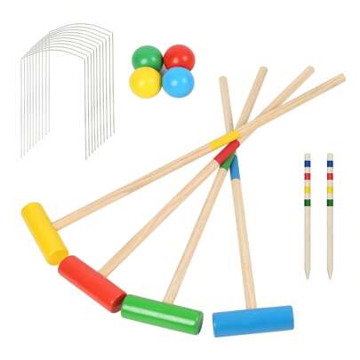 Gioco di croquet in legno per 4 giocatori per uso esterno set completo di giochi in legno