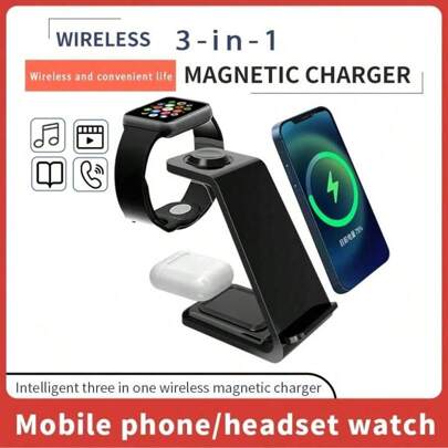 Stazione di ricarica multifunzionale 3 in 1 con ricarica senza fili veloce, compatibile con 16, 15, 14, 13, 12, 11, Pro/Max/Plus, SE, 10, 9, 8, 7, 6,