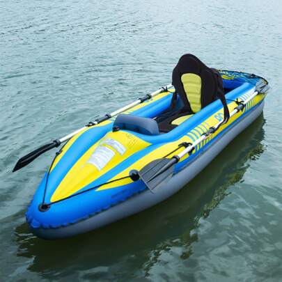 Sedile per kayak, sedile gonfiabile, schienale imbottito per canoa con borsa portaoggetti, sedile universale imbottito per kayak Sit-On-Top, sedile ri