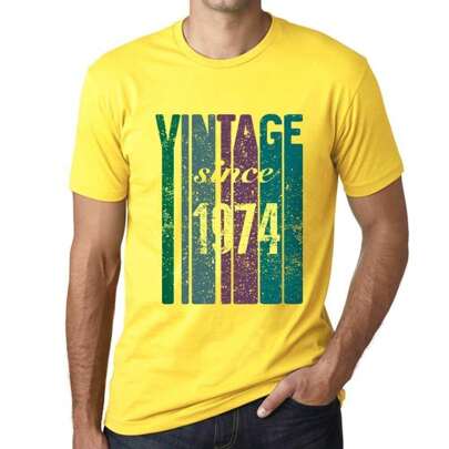 T-shirt da uomo vintage since 1974 – vintage since 1974 – 50 anni t-shirt grafica idea regalo 50° compleanno vintage anno 1974 novità