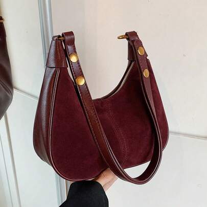 Borsa Ancora in microfibra di in bordeaux autunnale/invernale, borsa a mano rossa bordeaux, borsa a tracolla versatile bordeaux rubino 2024 nuovo arri