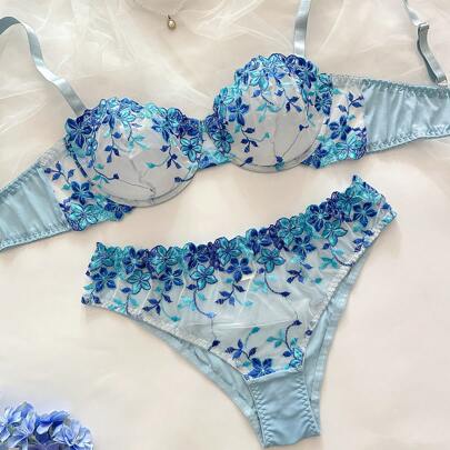 2 pezzi Set lingerie ricamato romantico per donna taglia curvy