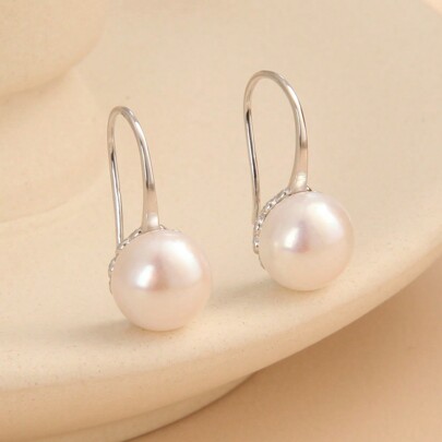 1 Paio di orecchini da donna in argento sterling 925 con perle naturali, idea regalo per la Festa della Mamma, San Valentino, Compleanno, Matrimonio,